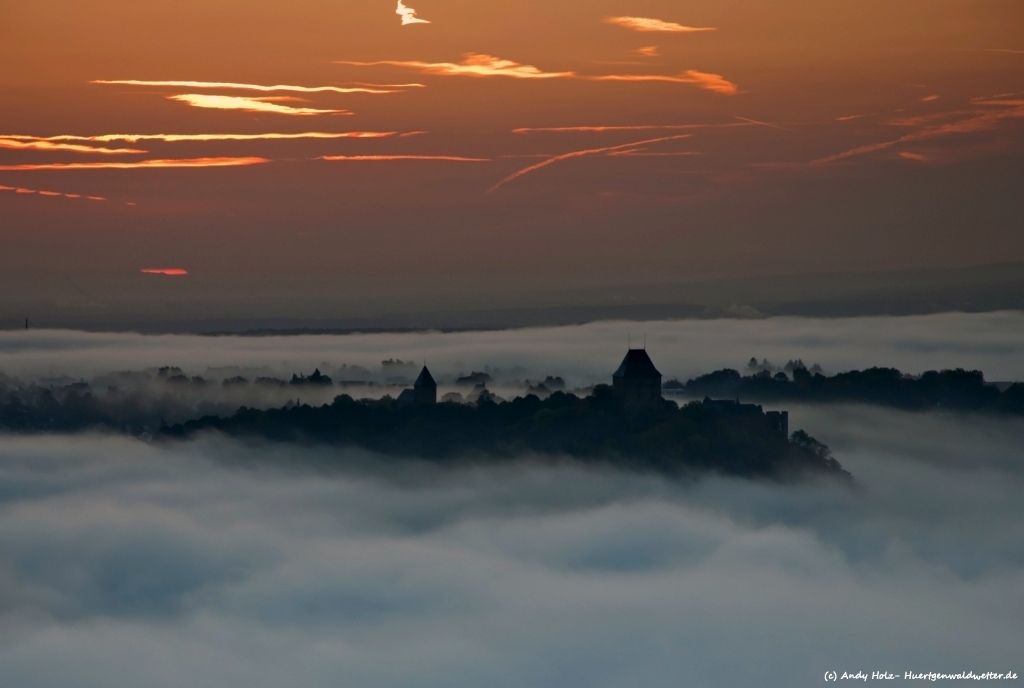 Märchenhafter Sonnenaufgang in der Rureifel und traumhafter Sonnenuntergang bei Inden (10.10.2012)